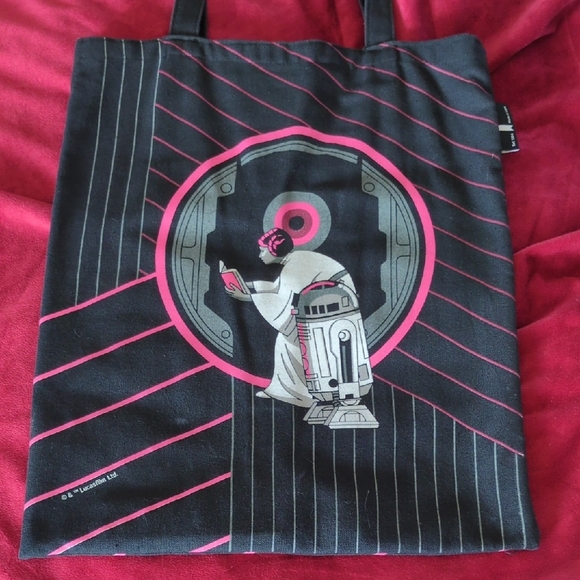 Graphic Tote Bag with Pink Accents - Picture 2 of 3